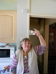 Pauline Smith with the FireAngel carbon monoxide alarm that alerted her to the deadly gas leaking from her neighbours’ flat below. (Photo courtesy of The Romford Recorder)