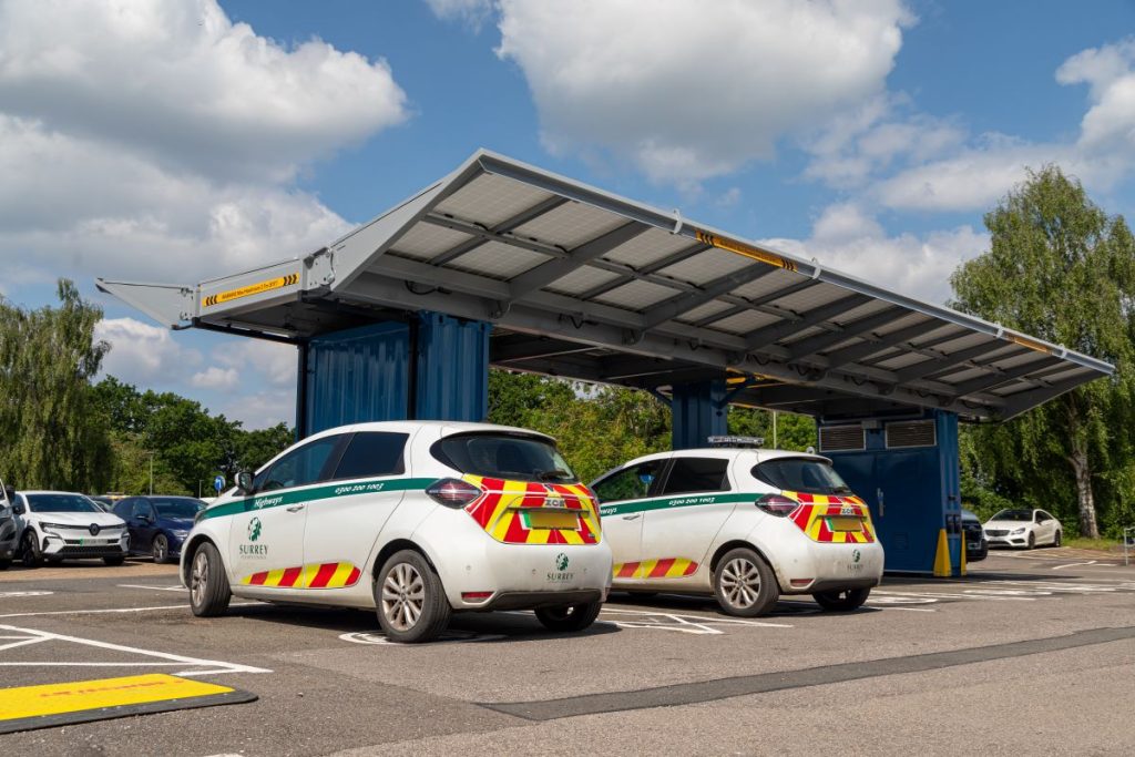 Surrey County Council installs pop-up solar car park