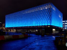 New Pharos façade adds colour to Cardiff