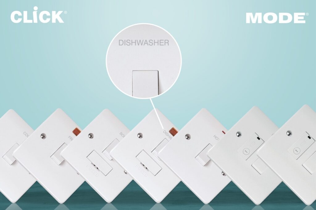 Click Scolmore's laser‑etched Mode 20A DP switches, FCUs