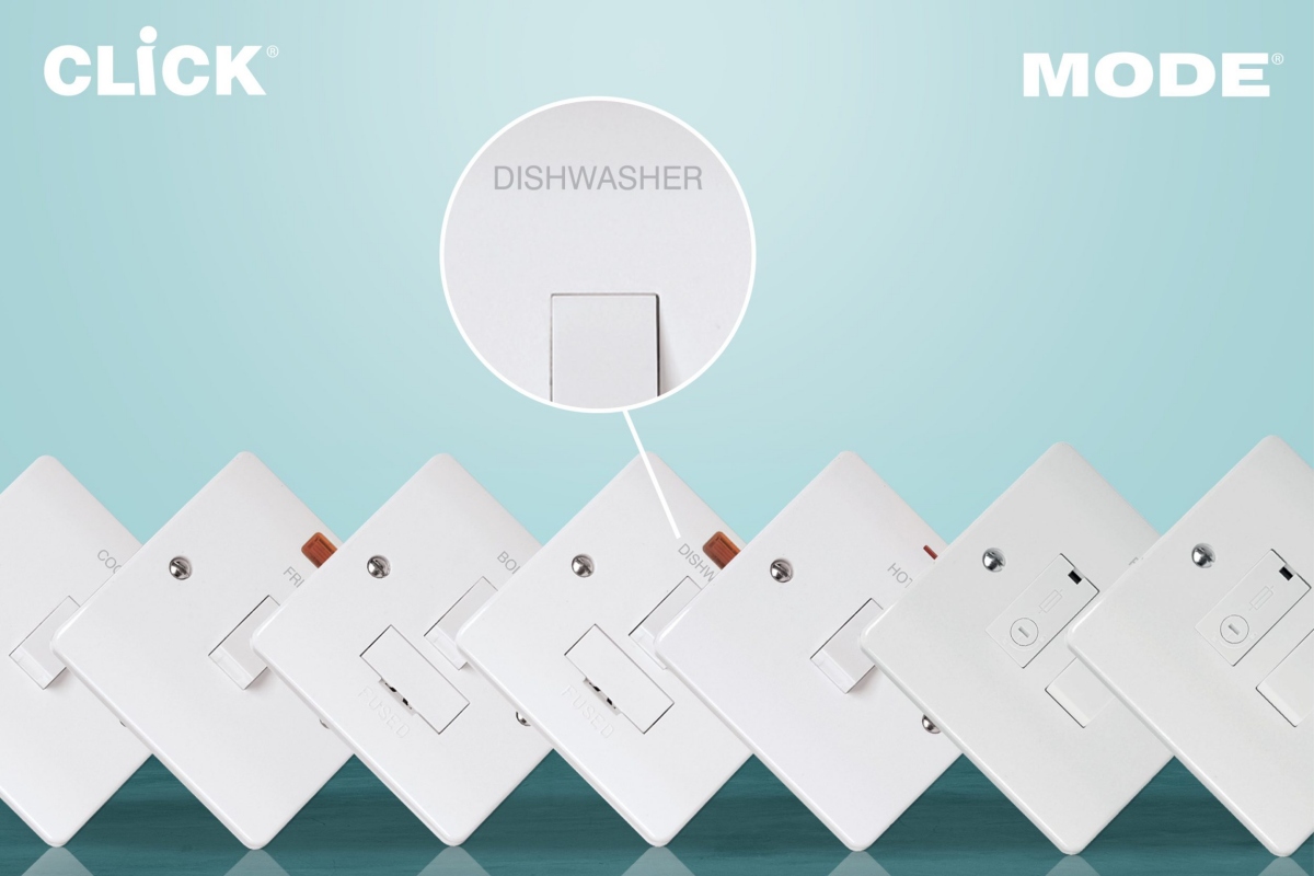 Click Scolmore's laser‑etched Mode 20A DP switches, FCUs