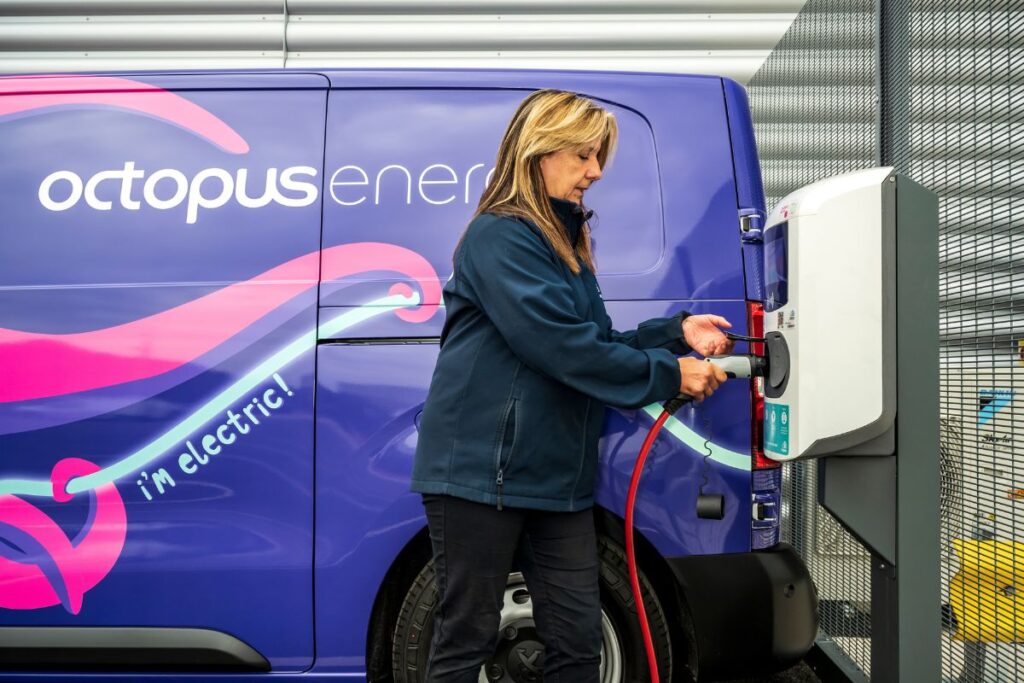 Octopus Energy team member using EV charger